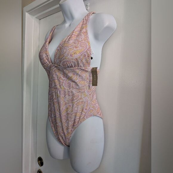 J Crew paisley one piece Ruffled swimsuit Purple And Yellow NWT 6 - Picture 3 of 6